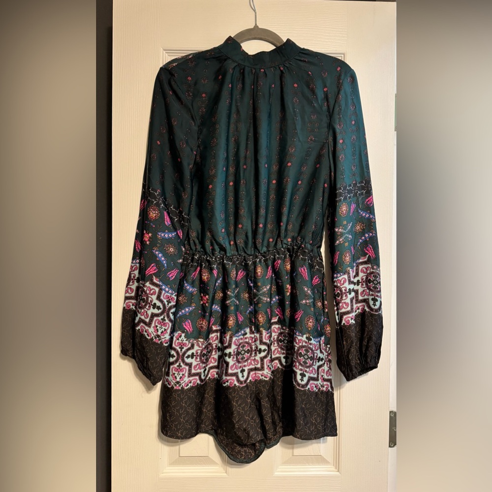 Misguided Patterned High Neck Dressy Long Sleeve Romper